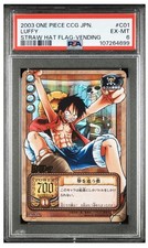 2003 BANDAI ONE PIECE CCG JAPANESE THE STRAW HAT PIRATE FLAG VENDING LUFFY PSA 6 picture
