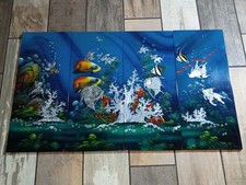Set of 4 Vintage Vietnamese Fish Lacquer Panels Mother of Pearl Inlay Wall Art picture