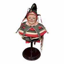 Vintage Enesco 1984 Porcelain Face Jester Jack Box Faith Wick  Figure Clown picture