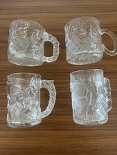 Vintage 1995 McDonalds Batman Forever Clear Glasses Embossed Set of 4 picture