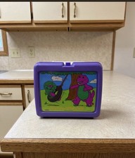 Vintage 1992 Barney & Baby Bop Thermos Lunch Box  Purple  picture