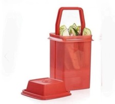 Tupperware Pick A Deli 4 1/2 Cup Chili Red w/Lift Up Strainer MESS FREE BPA FREE picture