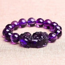 Natural Purple Amethyst Gemstone Crystal Round Bead   Bracelet AAAA picture