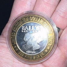 Bally’s Las Vegas $10 Silver Strike Casino Gaming Token .999 Fine Silver W/ Case picture