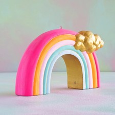Glitterville Hand Painted Gold Leafed Paper Pulp Rainbow Display picture