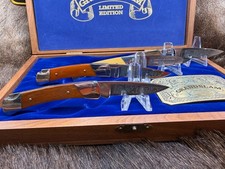 Vintage 1981 Buck 501 Squire Grand Slam Etch Folding Lockback Pocket Knife Set picture
