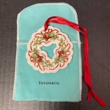 Vintage 1990s Tiffany Holiday Porcelain Bone China Wreath Ornament Japan picture