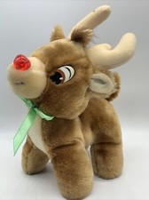 Vintage Rudolph The Red Nose Reindeer Plush w/green scarf - Applause Fast Ship picture