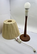 Vintage Mid Century Modern Swedish Teak Table Lamp MCM Wood Svenska Lights 60s picture