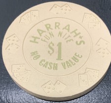 1980 Harrah's Casino Atlantic City NJ $1 Fun Nite NCV Chip - DieCar Mold picture