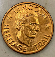 Vintage ABRAHAM LINCOLN 1969 BRASS MEDAL /COIN - KY, IN & IL Heritage Trail picture
