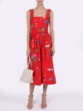 $2K Oscar de la Renta cotton midi botanical garden floral dress 14 XL picture