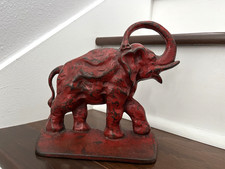 ANTIQUE VINTAGE c.1925 CAST IRON ELEPHANT DOORSTOP picture