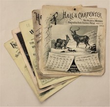 LOT 1893 antique 5pc HAIL & CARPENTER CALENDAR AD phila pa TIN PLATE METAL screw picture