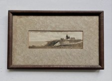 Antique Framed Panoramic Photo South Light House & Bluffs Block Island RI picture