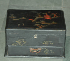 Vintage Fine Handcrafted Scenery Handpainted 2 Compartment Jewellery Box picture