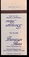 BAVARIAN Haus Charlotte North Carolina Vintage 30-Strike MatchCover B-0973 picture
