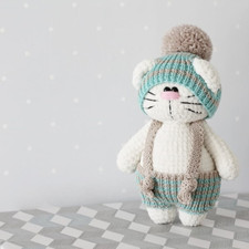 Handmade Crochet Cat Plush – Soft Amigurumi Kitty with Removable Clothes picture