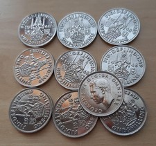 British 1948 George VI Silver Shilling Coin Set, Fine Condition, 10 pcs picture