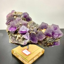 1.71LB  Rare transparent purple cubic fluorite mineral crystal sample/Chin picture