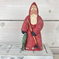 Vintage GATB Lancy Smith 1995 Christmas Prim Carved Wood Santa Clause Figurine picture