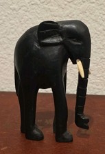 Vintage Hand Carved Wood Elephant Figure 4