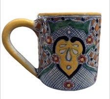 Vintage Uriarte Talavera Puebla Mexico Mug Hand Crafted Signed picture