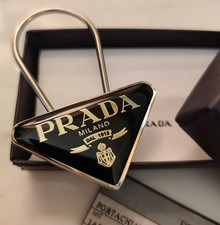 Prada Unisex Keychain In Black Enamel Triangle Metal picture