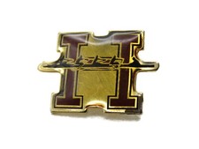 Vintage Hotchkiss School H Logo Lapel Pin Maroon Red & Gold Tone Enamel Badge picture