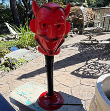 Halloween Red Devil Face Decoration, Corded Plug-In. Red/Black. picture
