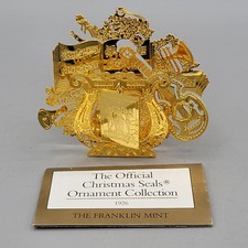 VTG Franklin Mint 1926 Official Christmas Seals Gold Tone Christmas Ornament picture