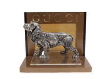 Vintage Gucci Pewter Cocker Spanial Dog Sculpture  With Stand 1970's  #0106 picture