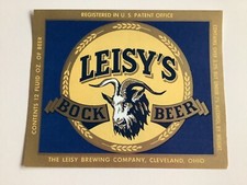 LEISY’S BOCK BEER LABEL, LEISY BREWING CLEVELAND OHIO, VINTAGE 1950s ABW 3.2-7% picture