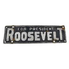 Franklin D Roosevelt FDR 1932 For President Campaign Car License Plate Topper picture