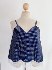 56-inch Plus-size spaghetti-strap top, dark blue with white polka dots Big Size picture