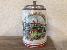 Original WWII German Machine Gunner Regimental Stein With Helmet on Lid & Named picture