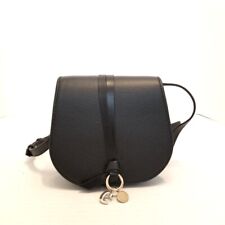 Auth Chloe Alphabet Mini Saddle Bag - Black Leather Shoulder Bag picture