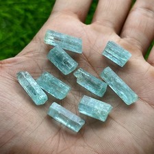 61 Ct Natural Nigerian Emerald Pencil Rough Lot | Aquamarine Crystal Specimens picture