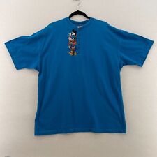 Mickey Inc T-Shirt Men's Size L/XL Blue 100% Cotton Short Sleeve Front Button picture