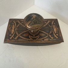 Antique Art Nouveau Bronze Rocking Ink Blotter Cork Center - c1900 picture