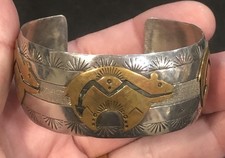 Signed THOMAS Sterling 1/20 12k G.F. Bear Cuff Bracelet -  picture