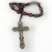 Antique French Purple Glass/crystal Bead Sterling Silver 925 Rosary Necklace 22” picture
