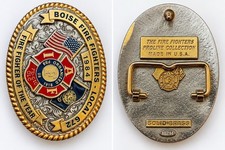 Vintage 1984 Boise Firefighters IAFF Local 672 Solid Brass Belt Buckle USA picture