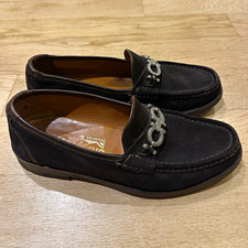 Salvatore Ferragamo Men's Dark Brown Suede Slip-On Loafers Square Toe US 6 D picture