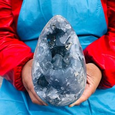 6.9LB Natural Blue Celestite Geode Quartz Crystal Mineral Specimen Healing picture