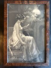 Antique painting replica of Woman Reading, framed art by Delphin Enjolras picture