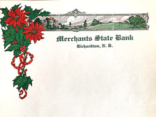 1920s MERCHANTS STATE BANK antique company letterhead RICHARDTON, NORTH DAKOTA picture