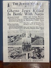 VINTAGE NEWSPAPER HEADLINE ~ GHETTO JEWS KILLED IN BATTLE WITH NAZIS 1942 WW2 picture
