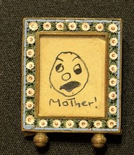 Antique Vintage Mini Floral Micro Mosaic Picture Frame Brass Made in Italy picture