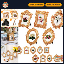 15 Pcs Mini Vintage Picture Frames - Gold Baroque Oval Rectangle Table Decor picture